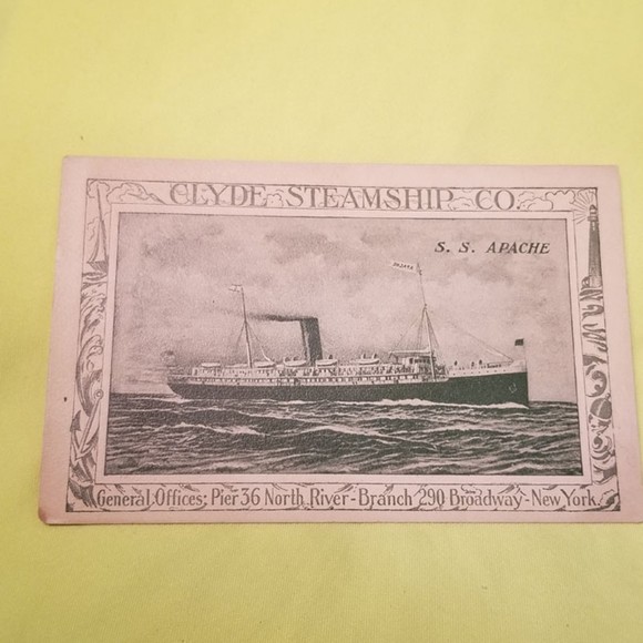 Vintage Postcard Clyde Steamship Co. S.S. Apache - Picture 2 of 9